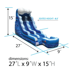 15 foot blue wave marble inflatable water slide dimensions2 174126 1 15 FT Blue Wave Wet Dry Slide