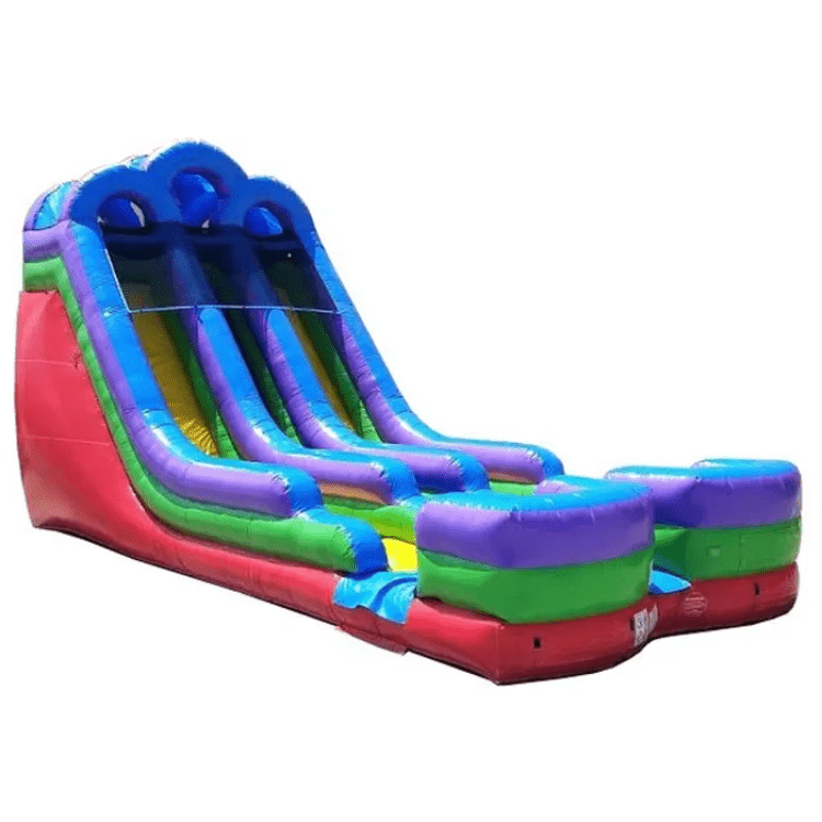18FT Retro Rainbow Dual Lane Wet Dry Slide